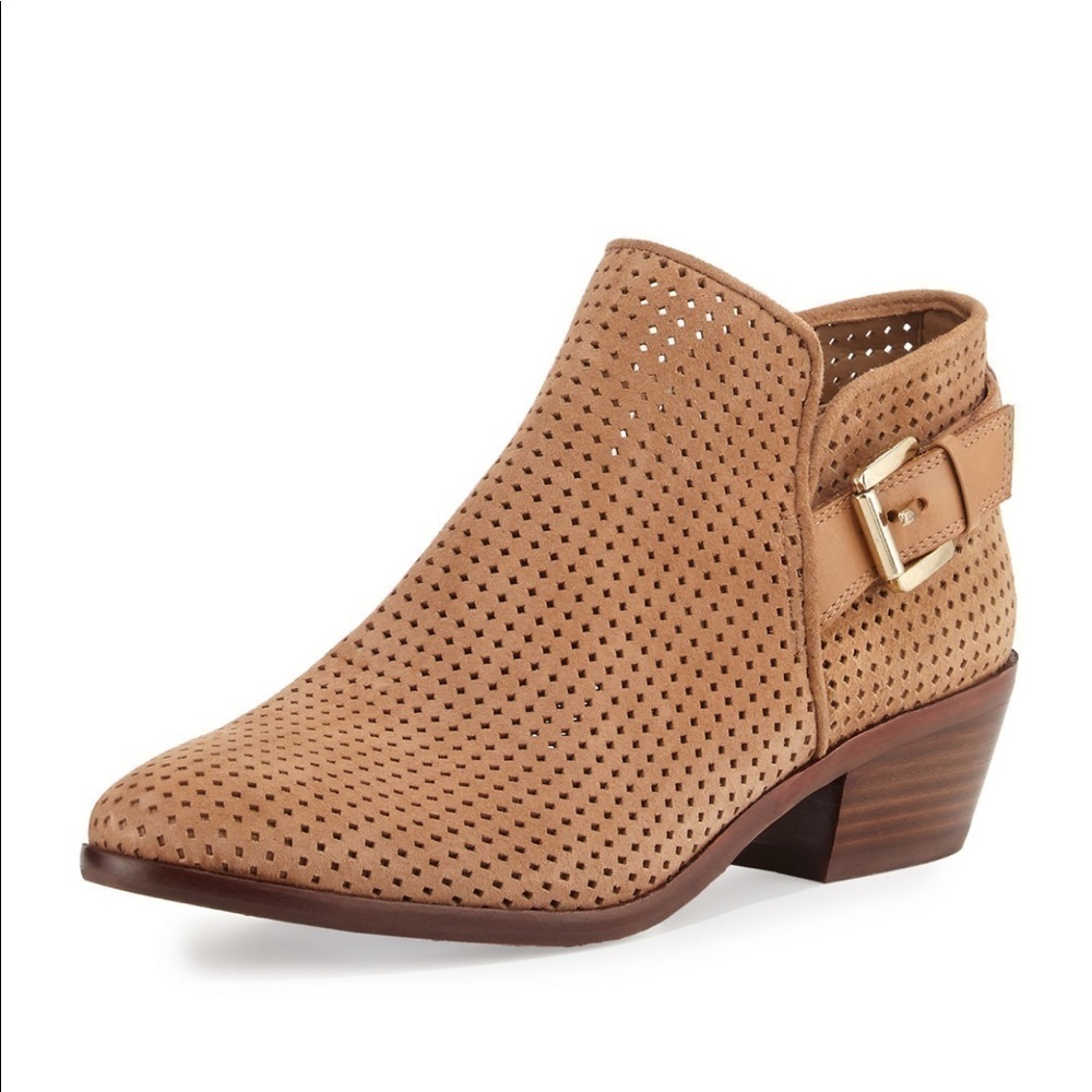 Sam Edelman booties tan holes side buckle suede 9.5
